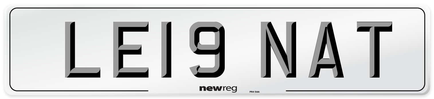 LE19 NAT Number Plate from New Reg